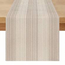 1pc Modern Living Room Table Runner, Dry Cleanable, Washable, Suitable For Kitchen Dining Table, Party, Wedding, Entryway, Family Gathering, Coffee Table, Living Room Decor - Beige - View 9
