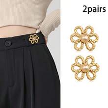 2/3/4/5/6/10 对裤腰收紧器，可调节腰带扣套装，用于牛仔裤的额外纽扣，用于裤子、牛仔裤、袖子的纽扣调节器（银色）可调节金属纽扣别针，用于牛仔裤和服装，时尚女孩的配饰