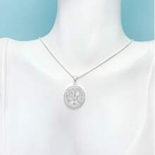 Simple And Elegant Women's Necklace, Round Tree Of Life Pendant, Inlaid With Zirconia, 925 Silver Plated - 銀色 - 查看 3