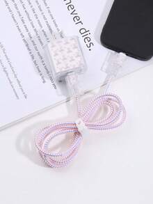 6 Pieces Bow Line Cable Organizer Set, Data Cable Protective Sleeve + Organizer Pouch, Mobile Phone Data Cable Protector, Cord Winder Fixer Anti-Breaking Cable Charger Head Protector - Multicolor - View 3