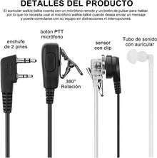 HHMIDS Juego de 12 Pack Walkie Talkie Auricular, Walkie Talkie Auricular con Micrófono, Auriculares de Tubo Acústico Transparente de 2 Pines, Compatible con, Linton, - 12 piezas - Ver 8