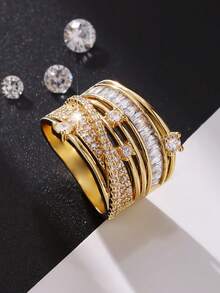 خاتم زفاف للنساء من الزركونيا المكعبة عالية الجودة والمرصع بالشرارات - هدية مثالية للمجوهرات - للذكرى السنوية، الخطوبة، خاتم الزفاف - هدية عيد الميلاد، عيد الحب