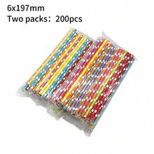 100 6x197mm Mixed Color White Polka Dot Disposable Paper Straws, Thick And Odorless, Suitable For Festivals/Parties/Gatherings/Weddings/Birthday Parties, And Can Also Be Used To Make Handmade Works For Children/Students