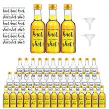 40/5个迷你婚礼葡萄酒瓶，饮料分配瓶，透明塑料空瓶，配有金色、银色和黑色螺旋盖，附赠“我们结婚了，喝一杯！”黑色标签，非常适合用作婚礼回礼、生日派对、婚礼装饰、户外派对用品。 - 透明D - 查看 2