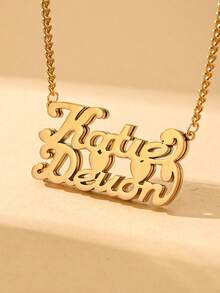 1 chiếc dây chuyền bằng thép không gỉ mạ vàng 18K, dây chuyền khắc tên cá nhân hóa 45+5cm, dây chuyền khắc tên hai lớp mạ vàng, dây chuyền mặt khắc tên 3D tùy chỉnh, dây chuyền mặt khắc tên mạ vàng, dây chuyền hình trái tim rỗng, kèm hộp quà sang trọng, quà tặng cho nữ. - Kiểu 6-Vàng - Xem 7
