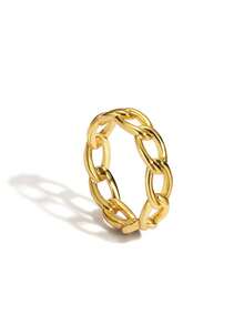 Charm-In 1 件时尚简约 18K 镀金黄铜几何锆石戒指，情人节、母亲节礼物 - 金色 - 查看 16