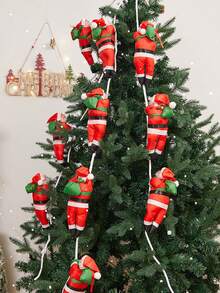 1 Stück Weihnachtsmann klettert auf Weihnachtsbaum Dekoration, Innen- & Außen Feiertags Wanddekoration, Weihnachtsmann klettert an Seil Festliche Weihnachtsbaum Deko, Multi- mit roten und grünen Weihnachtsmännern, Fensterausstellung, Haus Tür Wanddekoration, Weihnachtsbaum Party Deko, Weihnachtsparty Zubehör