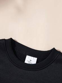 女童圣诞老人图案印花圆领卫衣，圣诞礼物 - 黑色 - 查看 3