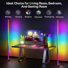 WAYAMY RGB Lampara de Piso Ajustable y Decolorada, Lámpara pie para Salón Inteligente con Control Remoto,Lámpara de pie 2 en 1 RGB de 1.2 metros - 2 - Ver 3