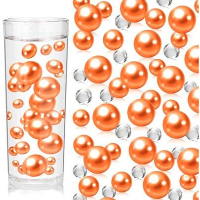 200g Perlas artificiales flotantes sin agujeros, tamaño mixto 10mm/16mm/20mm, para rellenar jarrones, decoración de bodas, decoración de velas flotantes, centro de mesa del hogar, adecuado para manualidades de bodas, cumpleaños, fiestas temáticas, Halloween, centro de mesa navideño (incluye perlas de agua)