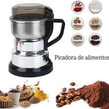 Molino de Cafe en Grano y Especias Molinillo Eléctrico Cuchillas Acero Inoxidable Para Cocina Moledor Trituradora Pulverizador de Granos Arroz Avena - Plateado - Ver 1