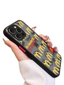 Phone Case For IPhone 11 12 13 14 15 16 Pro Max 14 Plus 15 Plus 16 Plus Complete Package Transparent Black Matte With McDonald's Pattern Funny Phone Case - 黑色 - 查看 12