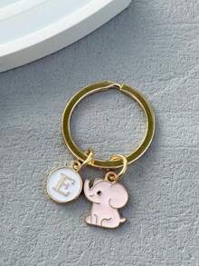 Personalized Elephant Keychain Gift For Boys - Pink and White - View 5