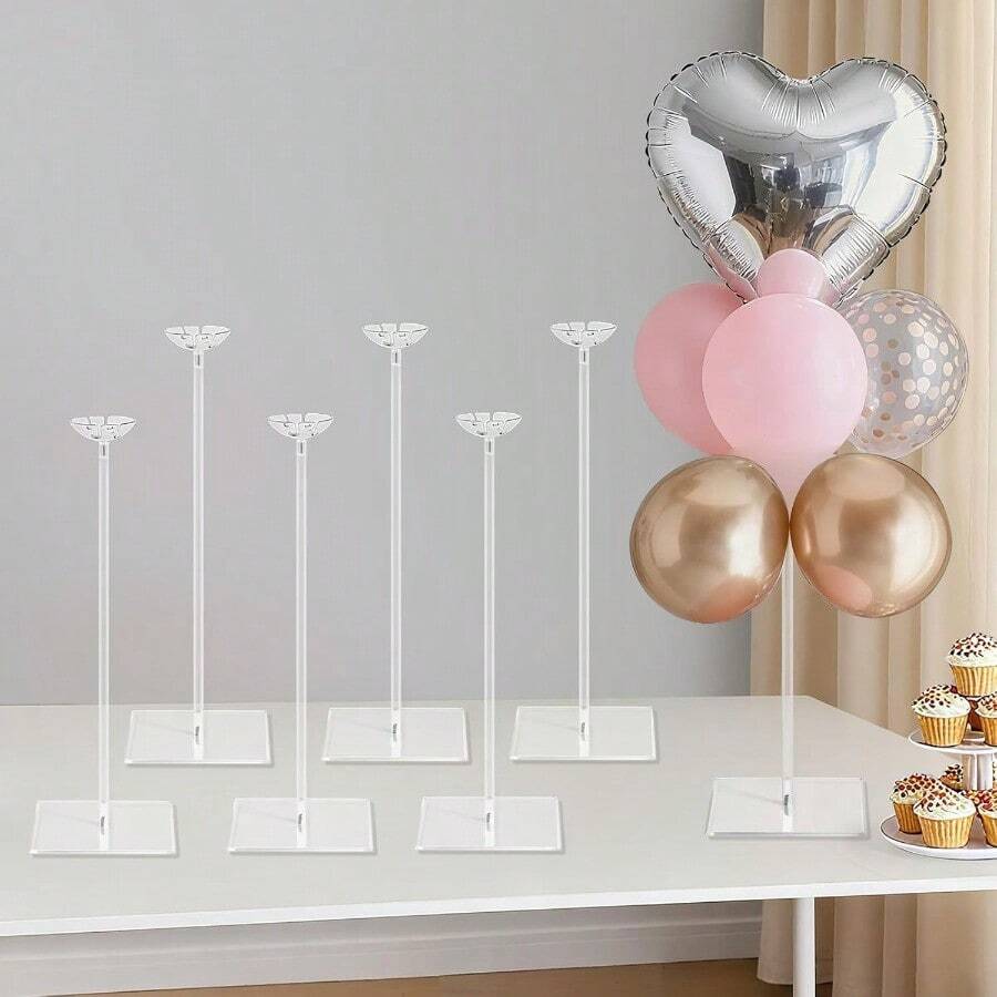 D6 Pack Clear Acrylic Balloon Stand Kit 15.75 Inch Reusable Balloon Sticks Holder With Base Perfect For Tabletop Centerpiece Party Event Decorations 15.75" 6 Pack - thông thoáng - Xem 1