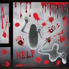 Halloween Window Clings 7 Sheets 43 PCS Double Side Halloween Window Stickers Removable Glass Decals For Halloween Window Decorations Indoor