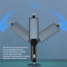 12-24V 多功能蓝牙 5.3 FM 发射器车载充电器 4 合 1 可伸缩 USB C 型快速充电适配器带数字显示 - 銀色 - 查看 6