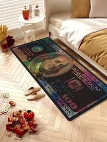 1pc Creative Dollar Pattern Doormat/Carpet - Non Slip, Machine Washable, Suitable For Kitchen, Laundry, Bedroom, Bathroom - High-End Crystal Velvet Dollar Pattern Carpet, Washable, Polyester Carpet/Doormat, Suitable For Living Room, Bedroom, Kitchen And Corridor - Woven Interior Carpet, Providing Enhanced Comfort And Durability, Suitable For Home And Office Decoration, Fashionable Home Decoration/Room Decoration, Bedroom Carpet