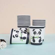 Copos de papel descartáveis para festas, copos de papel com estampa de panda e animais de desenho animado de 25 g, 10/25/30 ml. Adequados para diversos fins, artigos para piquenique, festas de aniversário, camping, decoração e eventos comemorativos. Presentes para festas, chás de panela, decoração de restaurantes, utensílios de cozinha, festas, pandas.