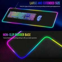 Large RGB Gaming Mouse Pad -15 Light Modes Touch Control Extended Soft Computer Keyboard Mat Non-Slip Rubber Base For Gamer Esports Pros 315X118