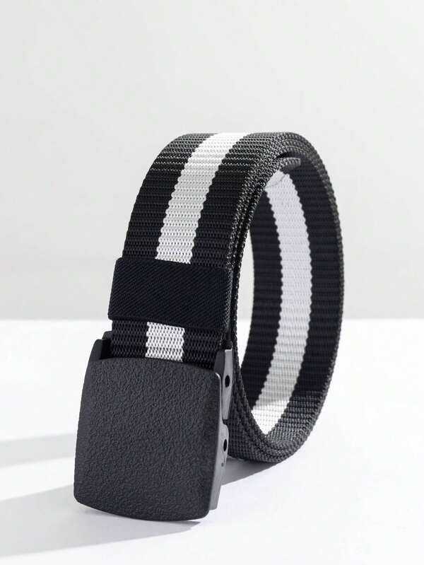 1 Stück Herren Lässig Sport Training Outdoor Schwarz & Weiß gestreifter Nylongürtel, geeignet für Training, Sport, Outdoor-Nutzung, Vintage Herbst/Herbst Urban Outfit Denim Klassisch Weihnachten Winter Mode Alltag Freund Geschenk