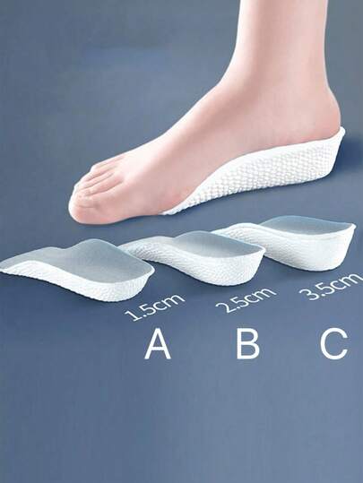 1 Pair Of Blue And White Height-Enhancing Insoles With Breathable And Soft Height-Enhancing Insoles For Sneakers And Boots.