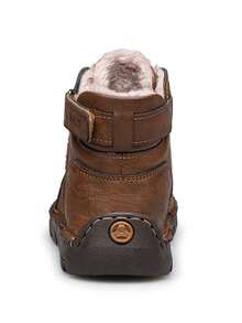 CLOHOO品牌独家 - 橡胶厚底男鞋，手工缝制鞋，高帮踝靴，牛仔短靴，温暖舒适的男士户外休闲鞋，防滑耐用高帮男鞋，户外登山靴 - 咖啡 - 查看 6