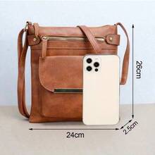 حقيبة كروس بودي نسائية بتصميم عتيق من جلد البولي يوريثان الناعم، حقيبة كتف كاجوال للسيدات وحقائب اليد