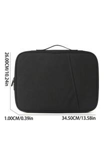 1 Laptop Sleeve With Handle, Padded 14-Inch Computer Tote Bag, Portable Storage Bag With Mesh Inner Pocket, Secure Hook And Loop Strap, Perfect For Work, Business And Daily Commuting - Multicolor - View 3