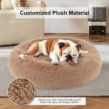 Ultra - Soft Faux Fur Round Plush Donut Cuddler Bed For Large, Medium, And Small Dogs And Cats, Cat Calming Bed - Lạc đà - Xem 7