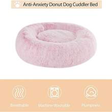 Cozy Self-Warming Faux Fur Donut Cuddler Round Plush Pet Bed (20 X 20 X 8 Inch, Light Pink) - màu hồng nhạt - Xem 7