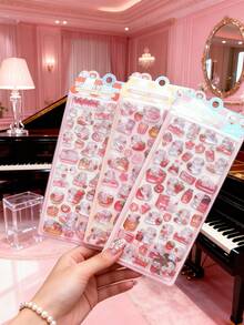 Cute Pink Rabbit Theme, Embossed Texture, Crystal Clear Animal Material Cartoon Waterproof Solid Stickers And Decals, Suitable For Phone Cases, Journals, Recommended For Ages 6+ - Multicolor - View 1