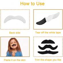 24 Pieces Self Adhesive Mustaches,Novelty Beard,Black Mustache Costume Party Supplies,Halloween,Performance,Masquerade Accessories - 1 - View 2