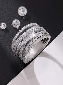 خاتم زفاف للنساء من الزركونيا المكعبة عالية الجودة والمرصع بالشرارات - هدية مثالية للمجوهرات - للذكرى السنوية، الخطوبة، خاتم الزفاف - هدية عيد الميلاد، عيد الحب