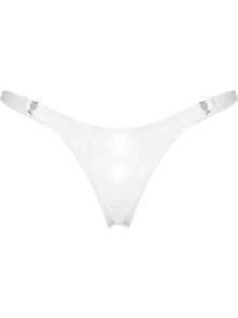 Womens  Metallic Micro Thongs Underwear Latex Panties Low Rise G-String Briefs Clubwear Womens Sexy Low Rise Micro Back G-String Thongs T-Back Tiny Panties Underwear Women's Metallic Shiny Low Rise G-String Thong Micro Panties Sexy Lingerie Underwear Clip Y Back Thong, Wet Look Thong G-String Thongs For Women Micro Thong Sexy Low Rise Leopard Print T-Back Thong Underwear Plus Size Women's Bikini - 白色 - 查看 2