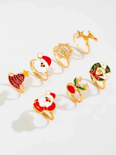 1pc Christmas Snowman Bell Adjustable Bracelet, Colorful CCB Crystal Beaded Jewelry