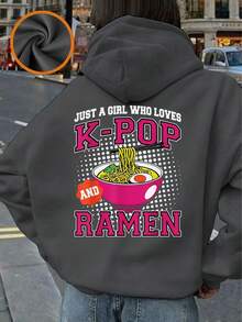 Tween Girl Graphic Print Thermal Lined Sweatshirt, Warm & Comfortable For Autumn/Winter - Dark Grey - View 3