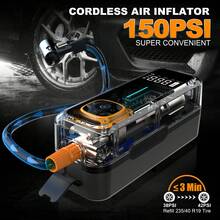 S&D Bomba de aire portátil para coche, inflador de neumáticos, compresor digital inalámbrico para neumáticos de automóvil, motocicleta, bicicleta y balones - Inalámbrico - Ver 5