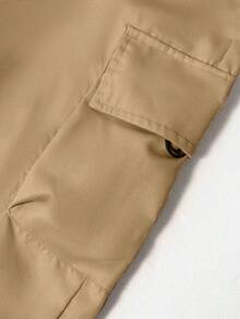 1pc Tween Girls Casual Loose Comfortable Utility Cargo Pants, Suitable For School, Outdoor, Sports, Spring/Autumn - Khaki - View 5