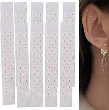 100 Ear Acupressure Jewelry Stickers With Tweezers, Titanium And Silver Ear Acupressure Jewelry Stickers