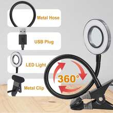 10X Magnifying Glass With Light, Clip-On Magnifier With Light, LED Desk Magnifier With Clamp, 3 Adjustable Brightness Modes LED Magnifying Lamp, Suitable For Bedside, Crafts, DIY Repair - one-size - View 7