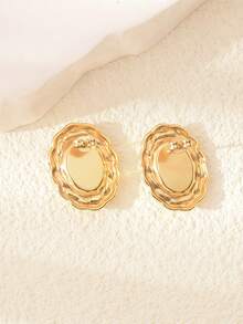 2pcs Stainless Steel Turquoise Stud Earrings, Suitable For Women's Daily Wear