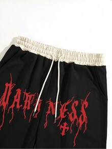 Pantalones casuales para hombre con estampado de letras cruzadas, estilo americano vintage - Rojo - Ver 4