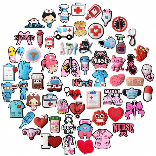 Lote de 10 a 50 dijes de la serie Doctor Nurse para llaveros, sandalias, bolsos de playa, de PVC, de primera calidad, ideales como regalo para Navidad, cumpleaños y fiestas.