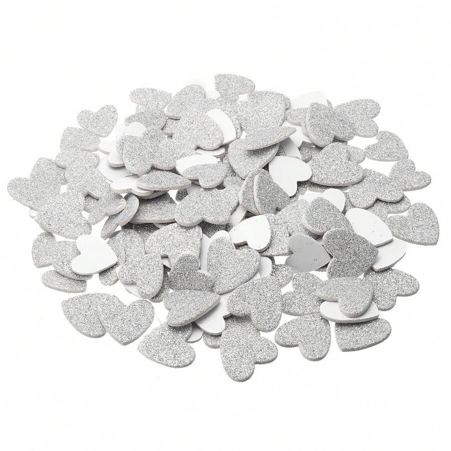 Foam Stickers, EVA Self Adhesive Glitters Foam Shape Sticker Craft Supplies For Scrapbook Card DIY Making Home Decor - 銀色心型款300Pcs - 查看 1
