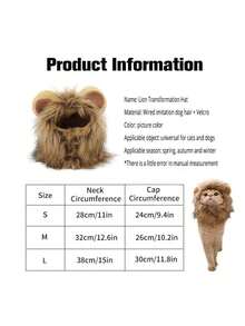 PETSIN 全新可爱搞笑宠物服装帽可爱猫咪假发狮子鬃毛服装角色扮演小猫狗狗帽子带耳朵精致派对用品