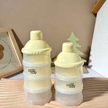 1 szt. przenośny wielowarstwowy dozownik mleka w proszku dla niemowląt, przezroczysty, odłączany, 3/4 warstwy, różowy