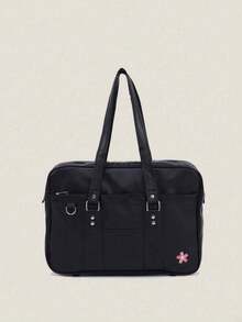Minimalist OL Tote Bag, Stylish Women's PU Leather Handbag, Solid Color Personalized Large Capacity Shoulder Bag For Work - Black - View 3