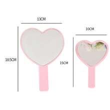 Heart Shaped Travel Handheld Mirror, Heart Shaped Makeup Handheld Mirror With Handle, Portable Travel Mirror For Valentine's Day Gift, Compact Solid Color Makeup Mirror, Pocket Makeup Mirror, Handheld Portable Makeup Mirror, Mini Makeup Mirror, Pocket Mirror, Portable Handheld Mirror, Dressing Mirror For Small Mirrors, Women's On-The-Go, Desktop Desktop Small Mirror For Student Dormitory