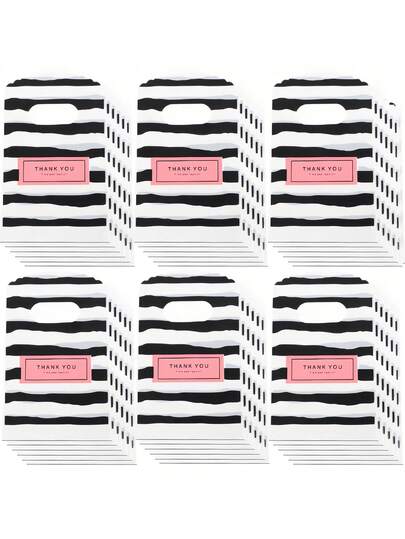 50pcs/Pack 9*15cm Small Plastic Bags, Multi-Designs Gift Bags, Small Pouches For Bracelet, Pendant, Jewelry Packaging With Handles