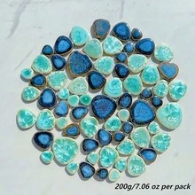 200克/7.06盎司混合装DIY马赛克碎片，尺寸和形状各异，可用于DIY手工手机壳、相框、家居创意产品、户外花园、壁画装饰、各种珠宝制作等DIY手工材料。 - 彩色 - 查看 16